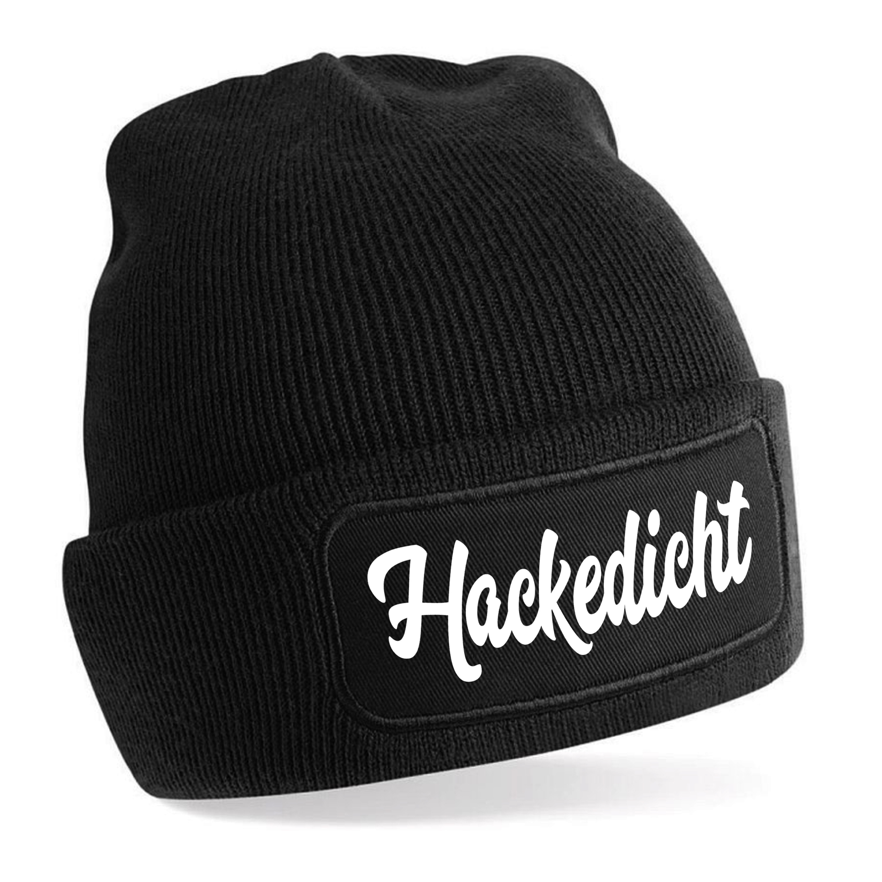 Beanie Strickmütze mit Spruch | Hackedicht | Farbwahl | Unisex SoftTouch angenehm weiche und warme Wintermütze | OneSize Einheitsgröße für Erwachsene