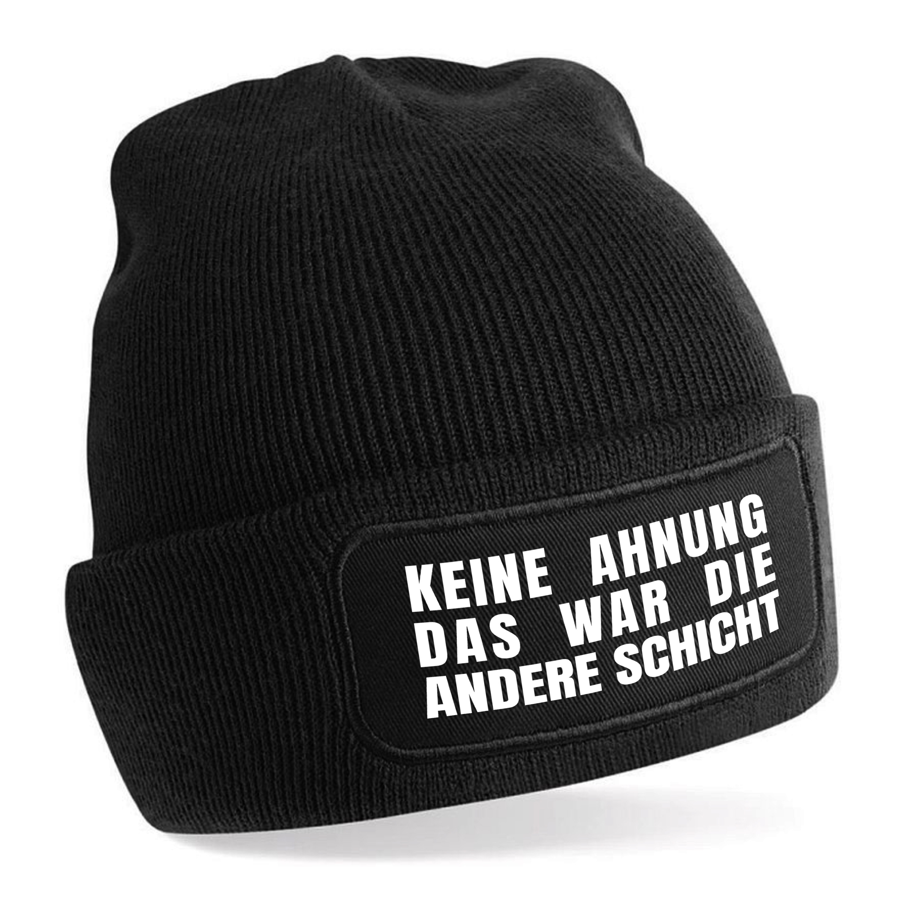 Beanie Strickmütze mit Spruch | Die andere Schicht | Farbwahl | Unisex SoftTouch angenehm weiche und warme Wintermütze | OneSize Einheitsgröße für Erwachsene