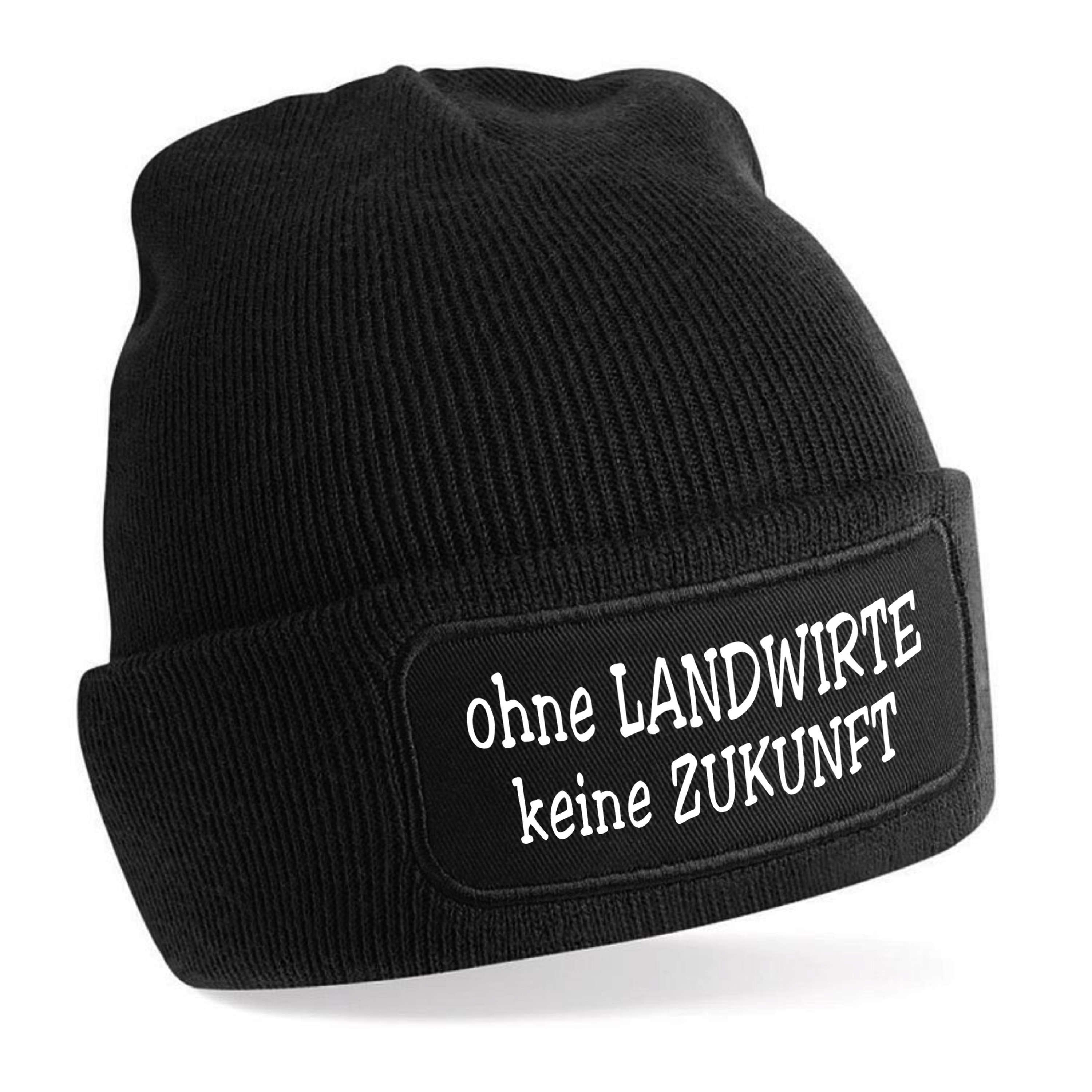 Beanie Strickmütze mit Spruch | ohne Landwirte keine Zukunft | Farbwahl | Unisex SoftTouch angenehm weiche und warme Wintermütze | OneSize Einheitsgröße für Erwachsene