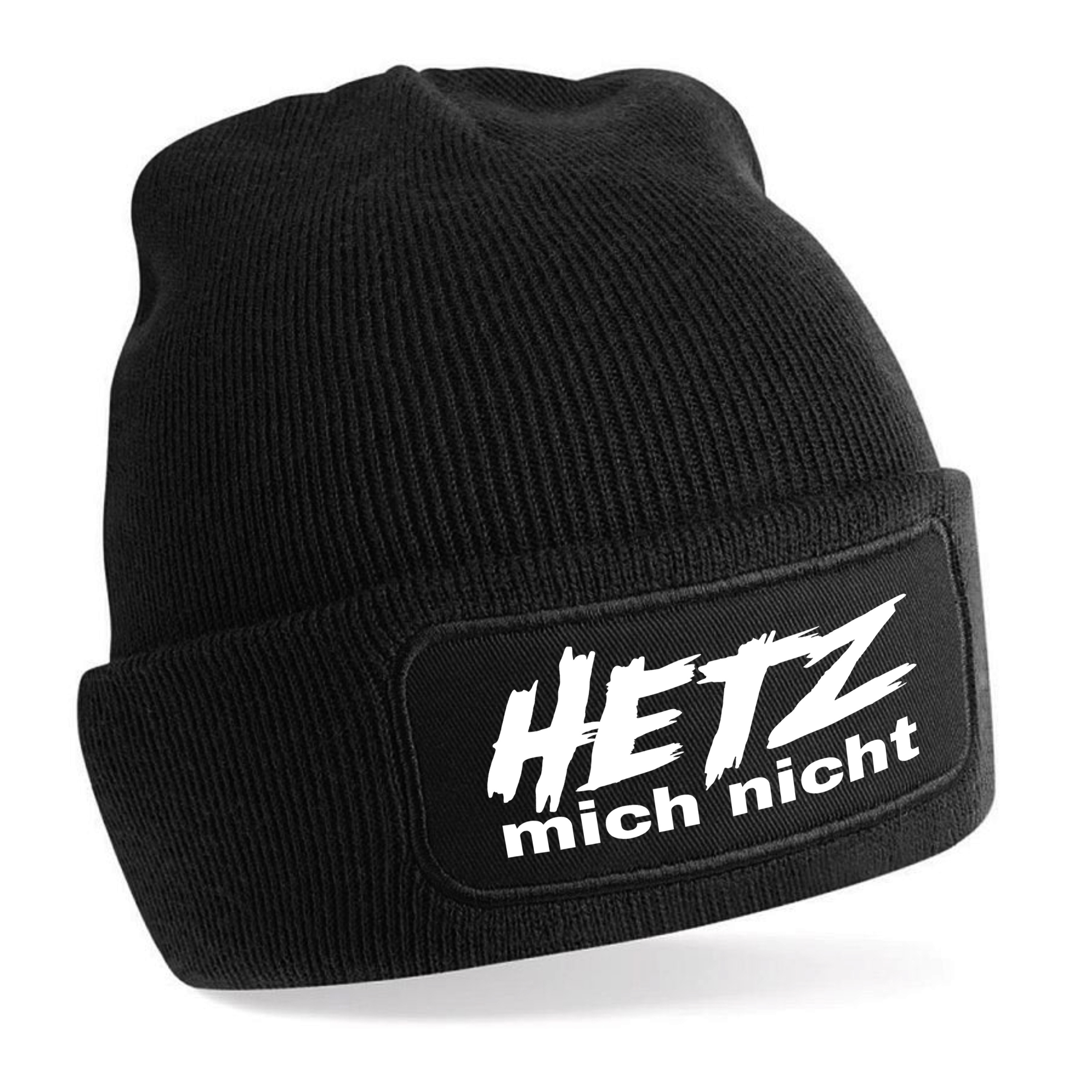 Beanie Strickmütze mit Spruch | Hetz mich nicht | Farbwahl | Unisex SoftTouch angenehm weiche und warme Wintermütze | OneSize Einheitsgröße für Erwachsene