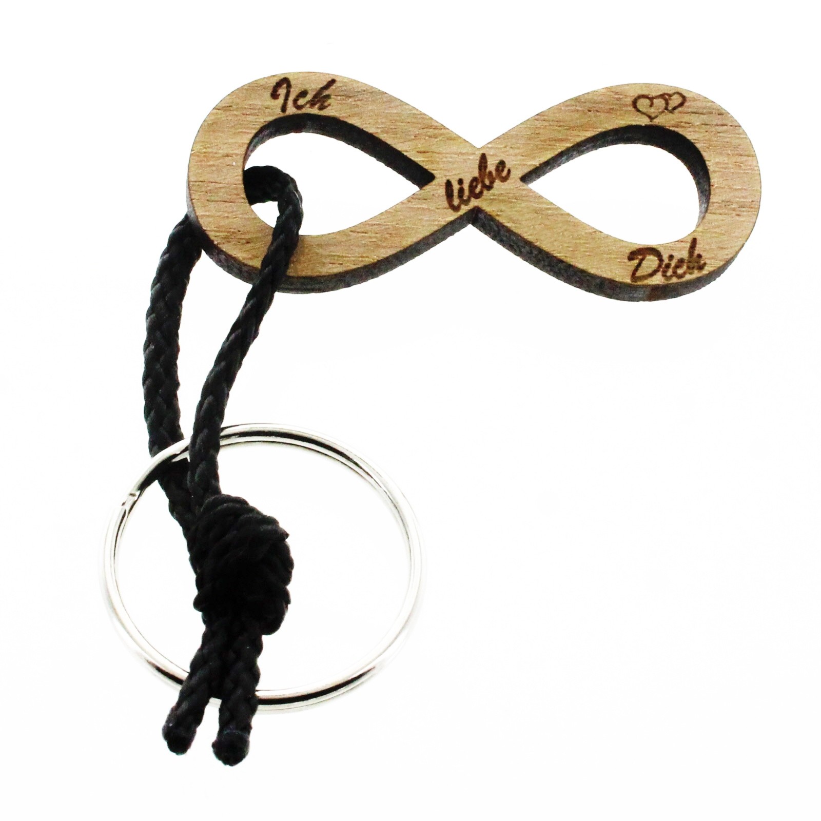 Gravur Schlüsselanhänger aus Holz - Modell: Infinity Ich liebe Dich 2