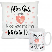 Kissen oder Tasse: Alles Gute zum Hochzeitstag (personalisierbar)