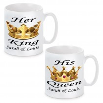 2er Set Tassen Modell: His Queen - Her King mit Wunschtext