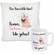 Kissen oder Tasse mit Motiv Modell: Komm Einhorn