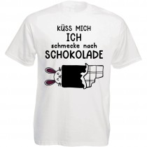 Funshirt oder Tanktop: Küss mich Ich schmecke nach Schokolade.