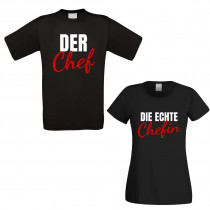 Partner Funshirts weiß oder schwarz - Chef / Chefin