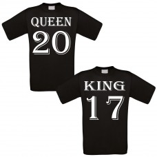 Partnershirt schwarz 2er-Set - King & Queen - individualisierbar