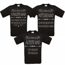 Familienshirts schwarz oder weiß - 2er 3er 4er oder 5er Set - Kinder und die Regeln