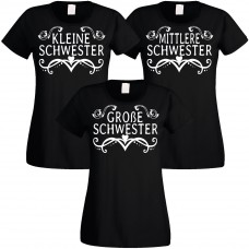 Familienshirts schwarz oder weiß - 2er 3er 4er oder 5er Set - Schwestern