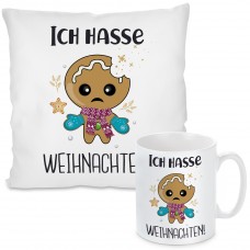 Kissen oder Tasse mit Motiv - Ich hasse Weihnachten!