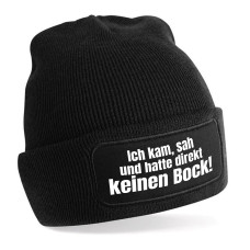 Beanie Strickmütze mit Spruch | Ich kam, sah und hatte direkt keinen Bock | Farbwahl | Unisex SoftTouch angenehm weiche und warme Wintermütze | OneSize Einheitsgröße für Erwachsene