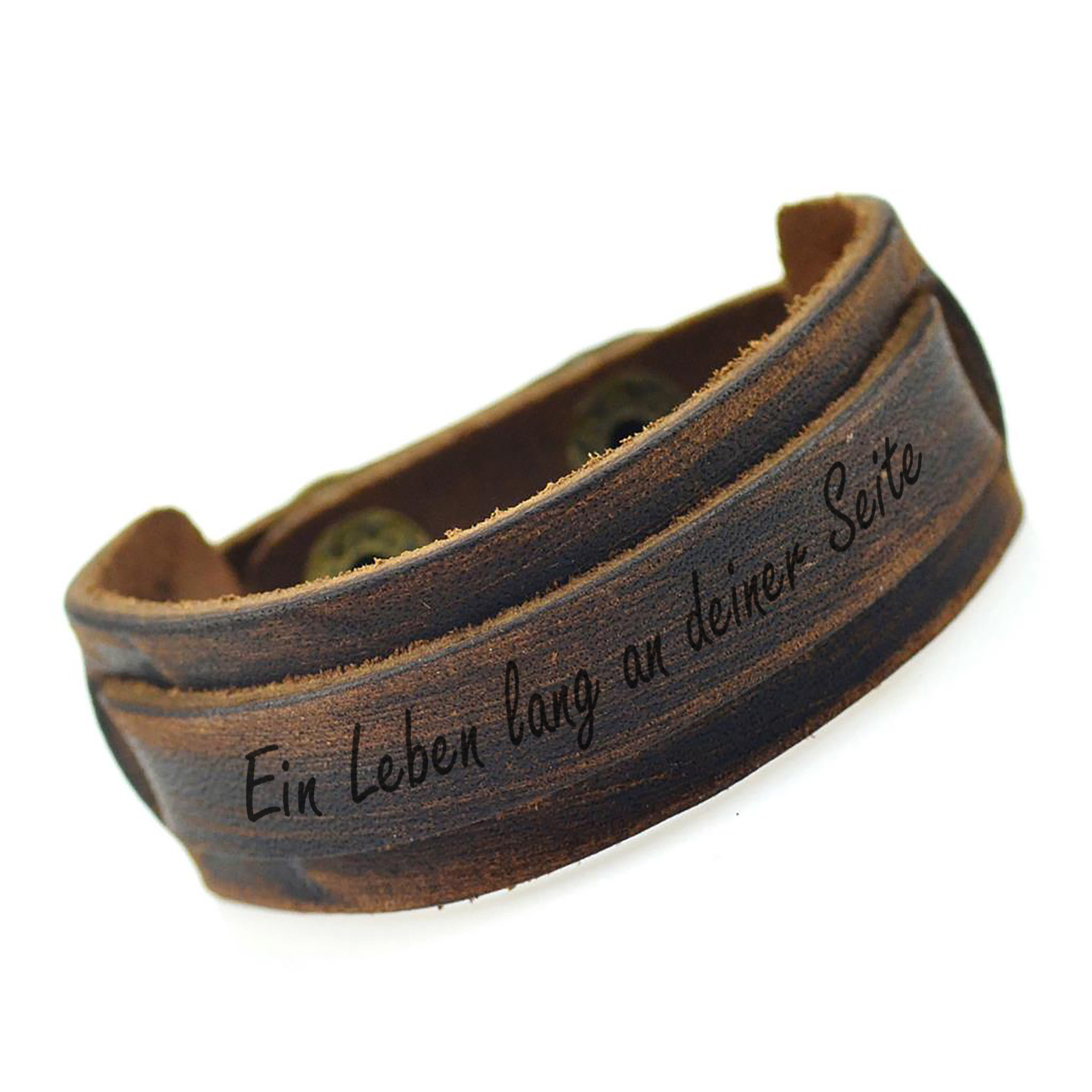 Leder Armband mit Druckknopf  2.4 cm - inklusive Gravur